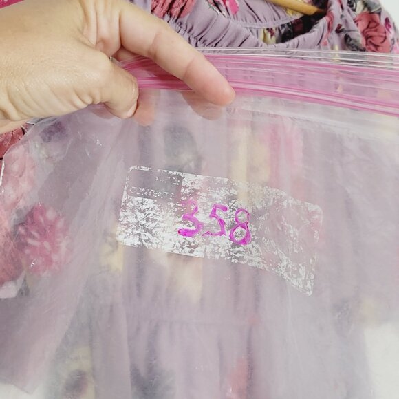 Ardene Purple Dress Pink Green Floral 3/4 Sleeve Off The Shoulder Dress XS - Picture 9 of 9